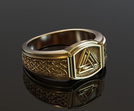 wikinger signet ring heidnisch valknut symbol nordisch ornament schmuck sumbol medival celtik uralt ringe 3d print model - Mito3D