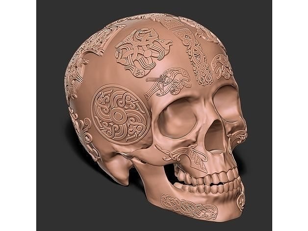 viking skull art design deco sculpture statue sculptures 3D print model - Mito3D