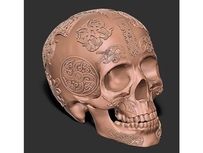 viking skull art design deco sculpture statue sculptures 3d print model - Mito3D