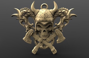 viking skull 6 pendant keychain jewelry fashion art medieval cnc pendants 3d print model - Mito3D
