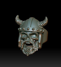 kafatası yüzük viking takı biker thor valhala valhalla valkrie 3dring skullring odin savaşçı axe tanrılar efsane knight savaş badass 3d print model - Mito3D