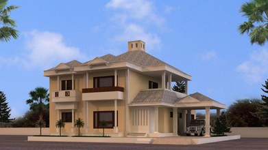 villa house exterior sun rain sky outdoor 3d print model - Mito3D