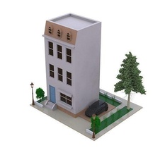 villa soltero edificio 3d modelado fuente casa pueblo dúplex arquitectura Departamento familia exterior aire libre 3d print model - Mito3D