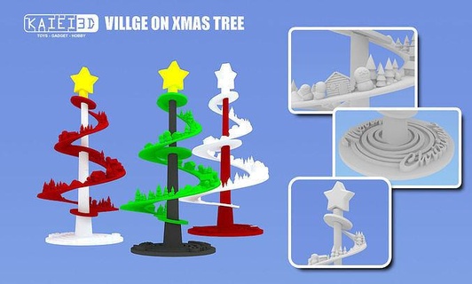 village xmas tree kaiei3d 3dprint sla fdm christmas house decor 3d print model - Mito3D