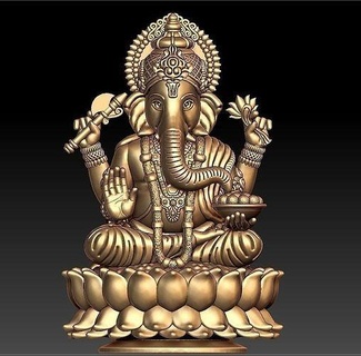 Vinayagar 3d Tanrı fil Ganesh Ganesha altın Hindu Hintli takı Kral 3dvinayagar idol heykel gümüş 3d print model - Mito3D