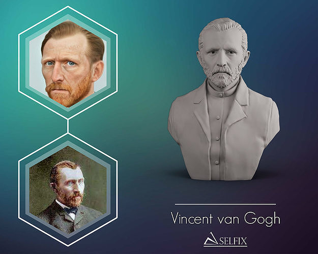 Vincent camioneta gogh busto escultura Germán Arte retrato estatua hombre esculturas pintor holandés artista impresionista 3D print model - Mito3D