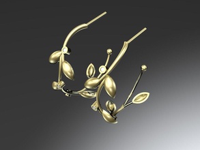 la vigne boucles d'oreilles bijoux des de nature or le diamant 3d print model - Mito3D