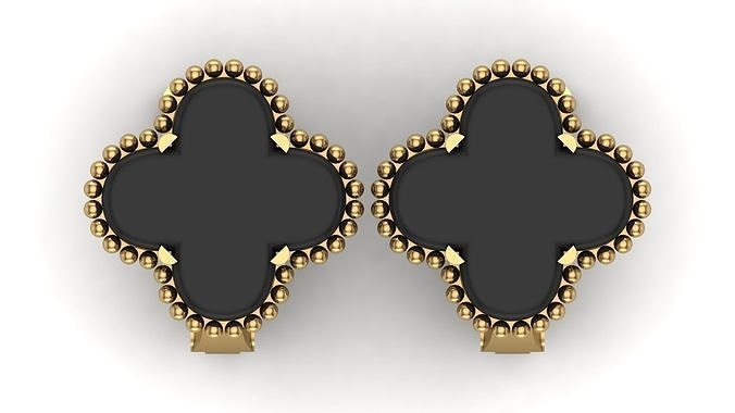 ancien alhambra boucles d'oreilles partir bijoux or anneaux diamant imprimable bague mariage bijou cleef engagement mode bracelets 3dring arpels argent Armani 3D print model - Mito3D