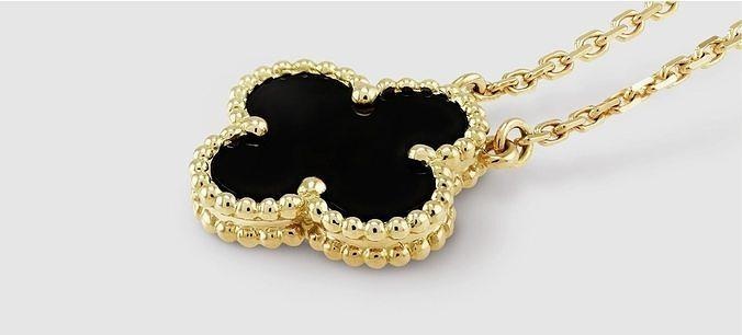 vintage alhambra pendant van cleef arpels 15 magic jewellery jewelry necklace sweet motif clover leaf ring earring onyx pearl brand pendants 3d print model - Mito3D