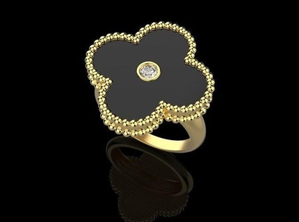 Jahrgang Alhambra Ring Größe 9 Juwel Gold Schmuck Silber druckbar Diamant Hochzeit Ringe Engagement brillant Platin Sterling Mode 3d print model - Mito3D
