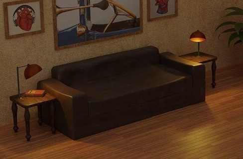 Vintage poltrona caffè tavolo seduta impostato mobilia retrò interni classico Casa 3d print model - Mito3D