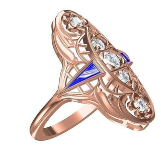 vintage art deco engagement ring fashion jewelry diamond gem jewel printable gold silver 3d cad design customize wedding rings 3d print model - Mito3D