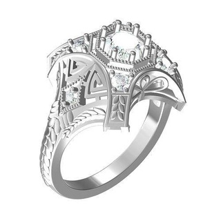 Jahrgang Kunst Deko Filigran Diamant Engagement Ring Schmuck Juwel Antiquität druckbar Gold Silber Pfund Sterling 3d cad Design anpassen Ringe 3d print model - Mito3D