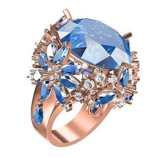 Clásico Arte deco estilo anillo 3 joyería joya diamante 3d canalla diseño imprimible personalizar oro plata libras esterlinas Rosa Moda anillos 3d print model - Mito3D