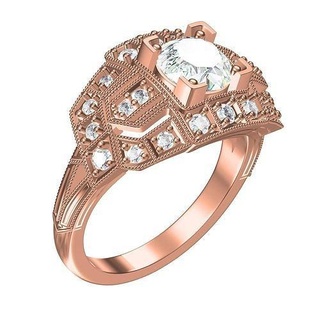 Jahrgang Kunst Deko Stil Ring Schmuck Juwel Mode Platin Diamant Silber Gold druckbar 3d cad Design Ringe anpassen 3d print model - Mito3D
