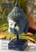 vintage buda cabeça base 3d impressão arte escultura estátua retro zen feng projeto ásia meditação relaxamento paz feriados período férias verão esculturas 3d print model - Mito3D