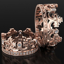 vintage coroa casamento banda anel gótico diamante ouro joalheria jóia argolas 3d print model - Mito3D