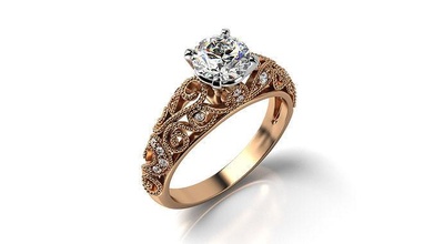 vintage diamond engagement ring gold platinum sapphire wedding bridal scroll floral jewelry rings 3d print model - Mito3D
