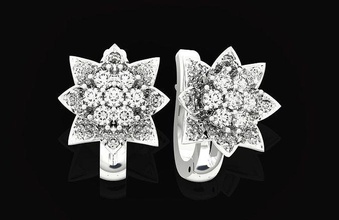 vintage earrings lotus flower cut stone 618 engagement rose diamond wedding original classic evening ring stylish trendy elegant graceful gold jewelry 3d print model - Mito3D