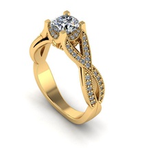de la vendimia anillo compromiso 2 joyería vintage oro los diamantes anillos 3d print model - Mito3D