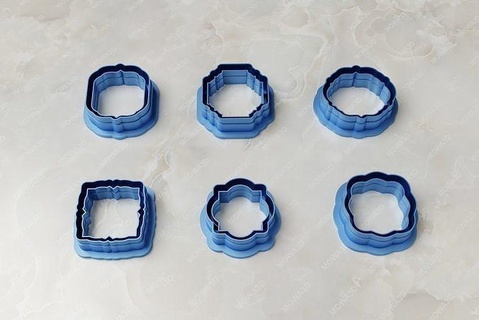vintage frame shape clay cutter set 06 pcs earrings fashion jewell porcelain jewelry polymer indie minimalist jewel arch organic cookie minimum hobby diy 3d print model - Mito3D