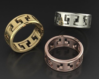 Clásico griego llave 3dm anillo joyería joya anillos oro imprimible plata libra esterlina blanco diseño real solitario Moda royaldesign2018 3dmmodel dorado hombres 3djewelry 3d print model - Mito3D