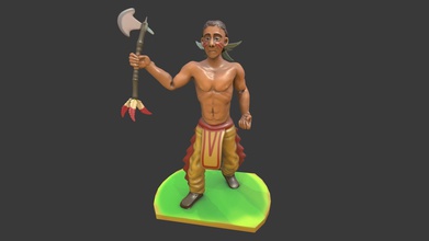 vintage indian toy figure - tomahawk man warrior traditional character people collectible western cowboy games toys 3d print model - Mito3D