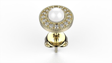 d'inspiration vintage perle halo boucle d'oreille bijoux joyau gem or pearl des boucles d'oreilles 3d print model - Mito3D