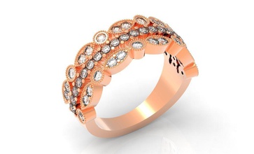 vintage ladies ring printable diamondring fashion ladiesring jewelry rings 3d print model - Mito3D