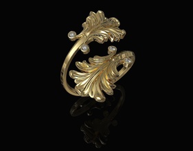 vintage folha anel 3d imprimível stl joalheria argolas ouro prata platina moda mulheres esterlina flor folhas meninas 3d print model - Mito3D