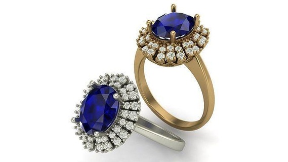 Clásico oval zafiro anillo joyería joya oro imprimible diamante Boda compromiso brillante libra esterlina blanco Moda canalla redondo Esmeralda anillos 3d print model - Mito3D