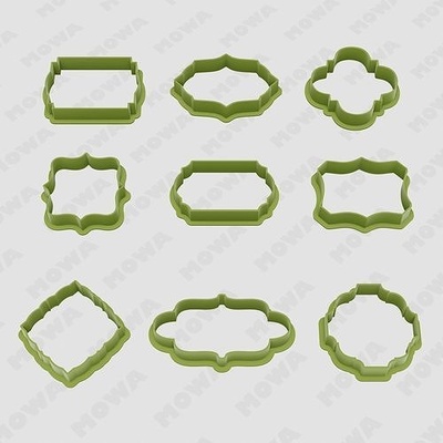 vintage plaque frame cookie cutter set 9 pcs mold cookiecutter form stamp packs clay polymer biscuit baking tool kit pastry house kitchen dining 3d print model - Mito3D