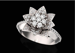 Clásico anillo flor Rosa cortar Roca 618 joyería joya oro diamante plata invierno copo nieve clásico noche elegante moda agraciado 3d print model - Mito3D