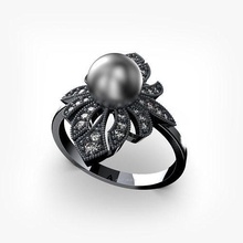 vintage ring pearl antique art deco cad 3ds max obj jewelry pave printable design gold silver ztl stl zbrush engagement diamond rings 3d print model - Mito3D