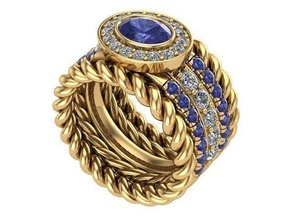 vintage sapphire diamond ring golden silver jewelry rings 3d print model - Mito3D