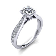 Clásico solitario diamante anillo joya compromiso Boda joyería plata oro enganchar libra esterlina Moda blanco zafiro 3d print model - Mito3D