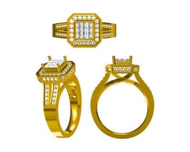 vintage square shape engagement rings 3d jewelry files sale custom 3dm ring printable wedding stl file tapper baguette 3d print model - Mito3D