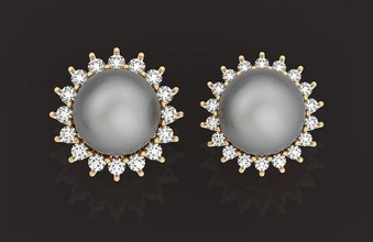 vintage stud earrings pearls stones 605 jewelry earring diamond gold fashion silver women jewel original classic evening ring stylish trendy elegant graceful 3d print model - Mito3D