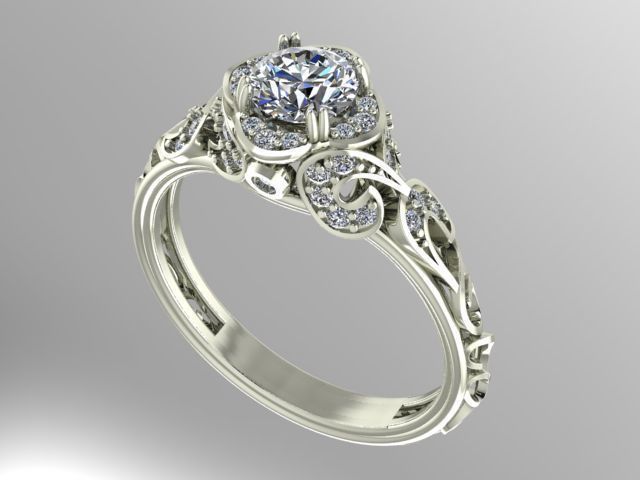 vintage style engagement ring jewelry diamond printable rings 3D print model - Mito3D