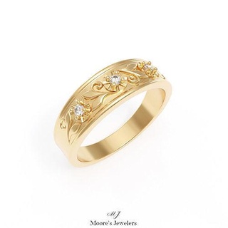 vintage style scroll illusion setting ring 3d model jewelry luxury wedding gold engagement pattern round diamond gemstones moores jewelers bands antique faux printing rings 3d print model - Mito3D