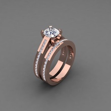 clásico boda conjunto anillo 3d modelo joya compromiso joyería diamante plata oro enganchar moda libra esterlina blanco brillante colgante pendiente collar belleza anillos 3d print model - Mito3D