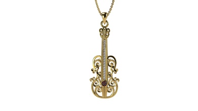 viol gentle pendant violoncello cello bass gold diamonds gems design symbol silver printable jewelry pendants 3d print model - Mito3D