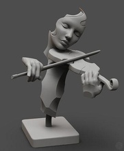 violinist violine kunst klassisch zahl musik abstrakt skulptur instrument musical emotion geiger statue figur haus dekor 3dprint frau 3d print model - Mito3D