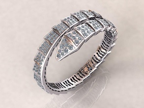 viper snake bracelet pave serpenti brand luxury fashion beauty gold silver jewel jewellery printable 3d cad masterpiece diamond bangle jewels sterling jewelry bracelets 3d print model - Mito3D
