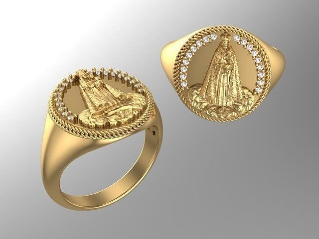 virgen caridad anillo mujer joyería joya oro Virgen Talla 7 anillos 3D print model - Mito3D