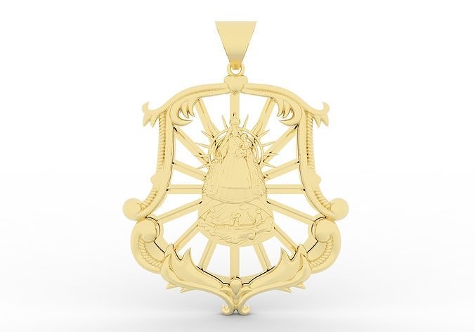 virgen de la caridad pendant new style gold jewelry antique luxury art rings classic gem pendants 3D print model - Mito3D