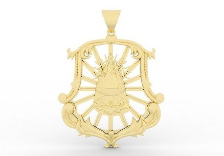 vierge caridad pendentif Nouveau style or bijoux antique luxe art anneaux classique gemme pendentifs 3d print model - Mito3D
