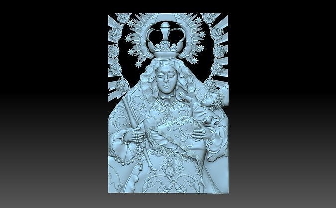 virgen de la coronacion cnc catholic catholicism chriatian religion holy lutheran religiou object art relief 3D print model - Mito3D