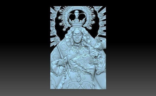 virgen de la coronacion cnc catholic catholicism chriatian religion holy lutheran religiou object art relief 3d print model - Mito3D