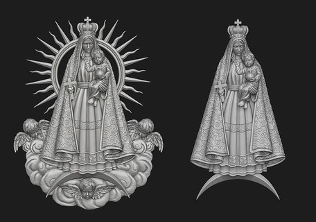 virgen del cobre pingente conjunto Maria bas alívio medalhão caridade santo Igreja arte Jesus bebê senhora joalheria jóias Deus católico religioso esculturas 3d print model - Mito3D